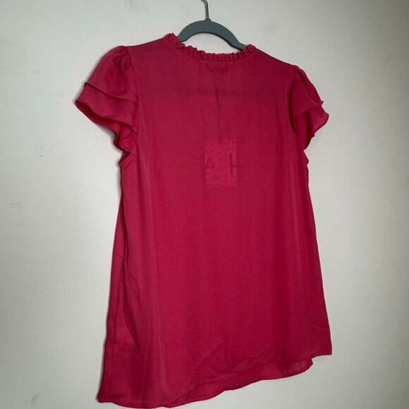 41 Hawthorn Red Flutter Sleeve Blouse Size Small Split Neck Ruffle Collar NWT - Picture 4 of 6